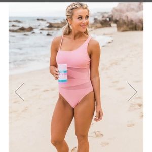 “Meet Me at Waikiki” Pink One Shoulder Swimsuit